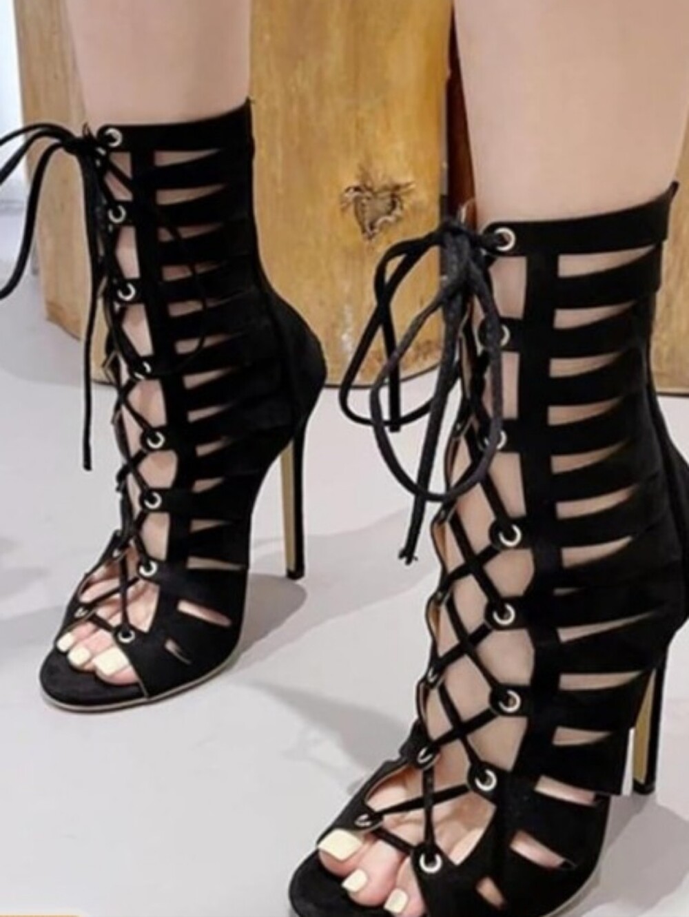🆕️👠Caged High Heel Gladiator Sandals, Sz 41, Black